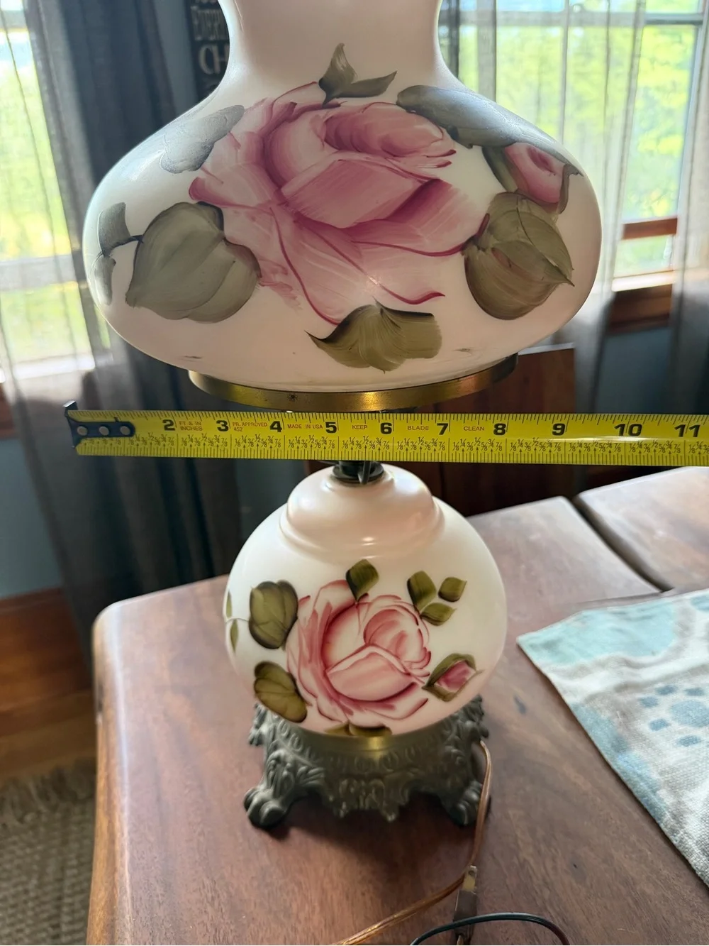 VNTG Gone With The Wind GWTW Hurricane Parlor Lamp 20” Hand Painted REWIRE READ